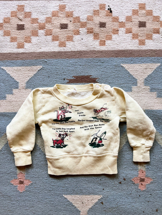 1950s Light Yellow Hey Diddle Diddle Crewneck